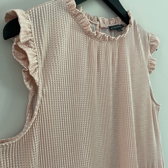 Adrianna Papell | Blush Stretch Jersey Polka Dot Top | Sz XL - Picture 7 of 14